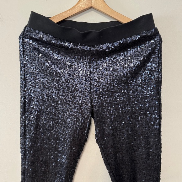 Aerie Navy Blue Sequin Pant Straight Leg Skinny Fashion Statement Legging - Picture 3 of 13